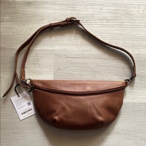 Able Brown Leather Crossbody Bag Minimalist Design